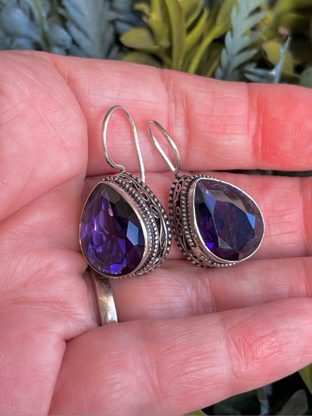 Faceted Amethyst Sterling Silver 1.3” Earrings